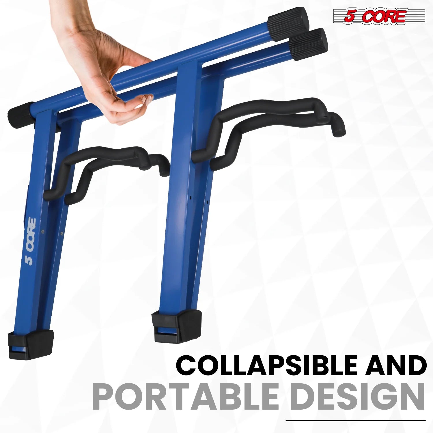 5Core Double Guitar Stand Floor Adjustable a Frame Folding Acoustic Electric Guitars Holder Stands