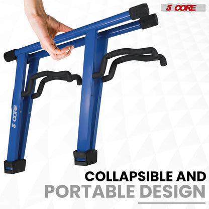 5Core Double Guitar Stand Floor Adjustable a Frame Folding Acoustic Electric Guitars Holder Stands