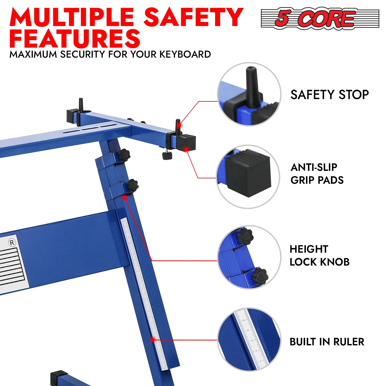 5 Core Keyboard Stand Z Style Height Adjustable Sturdy Piano Riser Lift Holder Stands