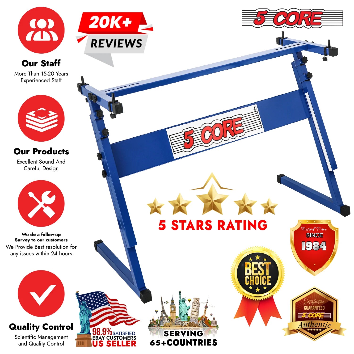 5 Core Keyboard Stand Z Style Height Adjustable Sturdy Piano Riser Lift Holder Stands