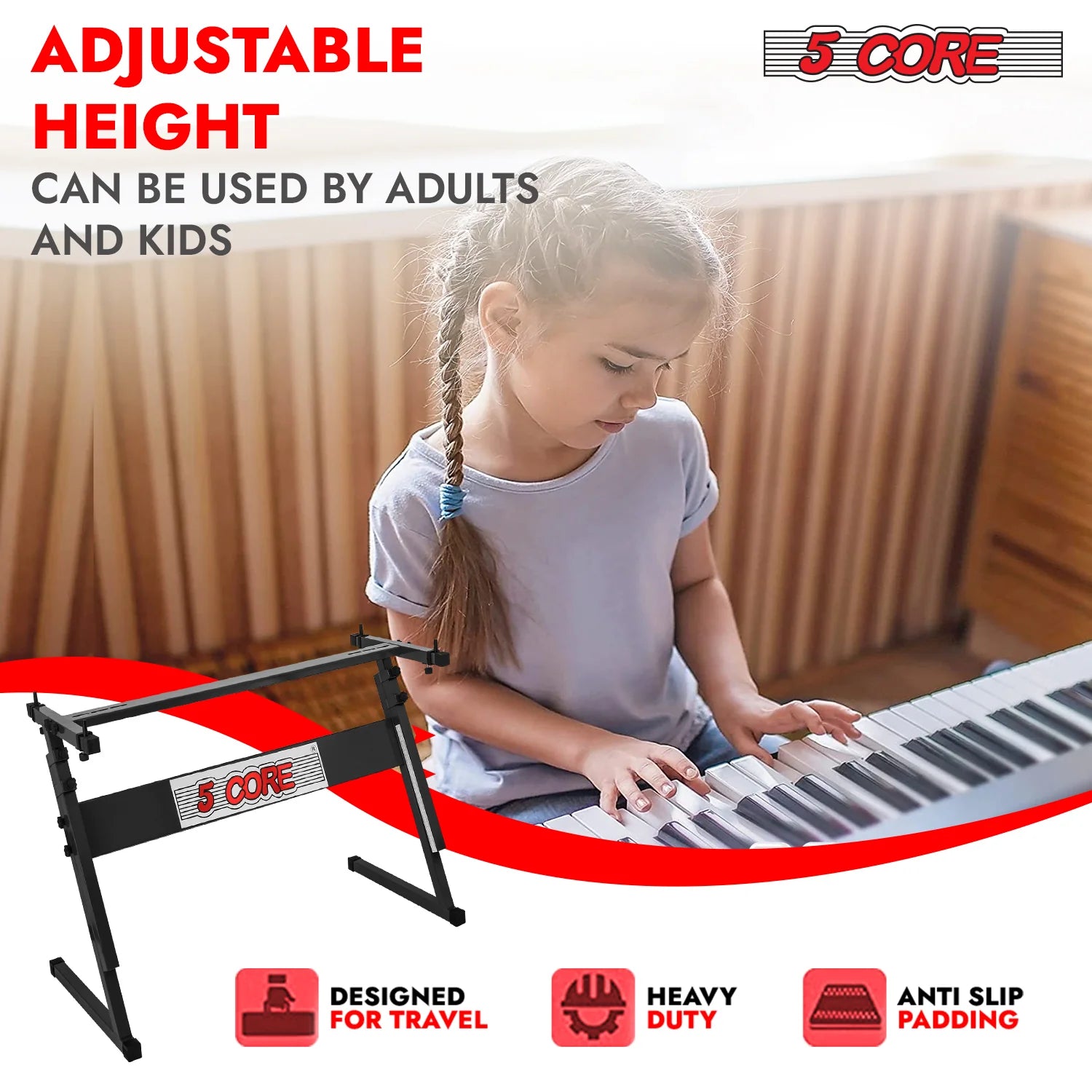 5 Core Keyboard Stand Z Style Height Adjustable Sturdy Piano Riser Lift Holder Stands