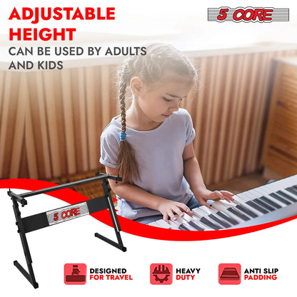 5 Core Keyboard Stand Z Style Height Adjustable Sturdy Piano Riser Lift Holder Stands