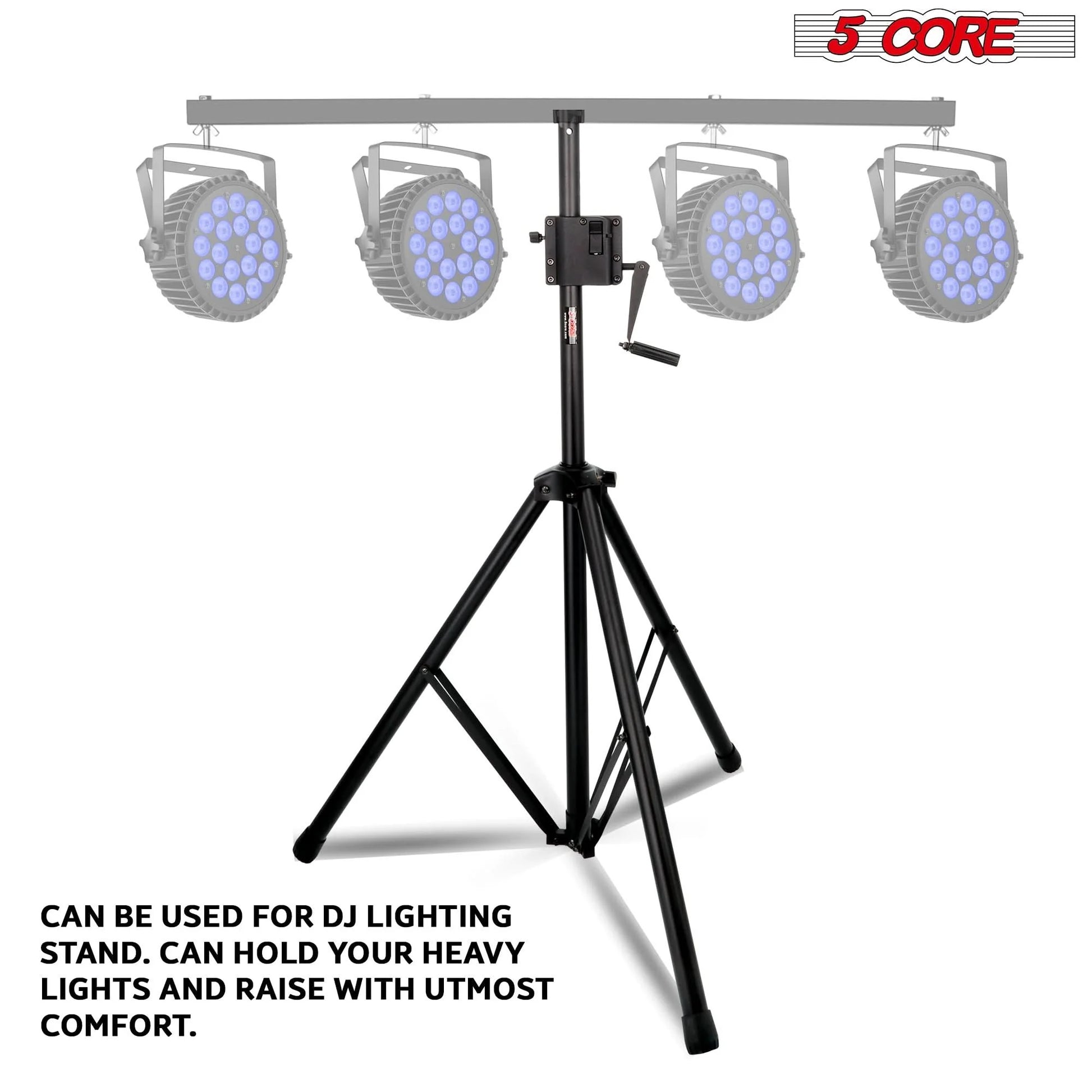 5 Core Speaker Stand Tripod Tall Crank up Height Adjustable Heavy Duty Floor Stands 35Mm PA Pole Mount