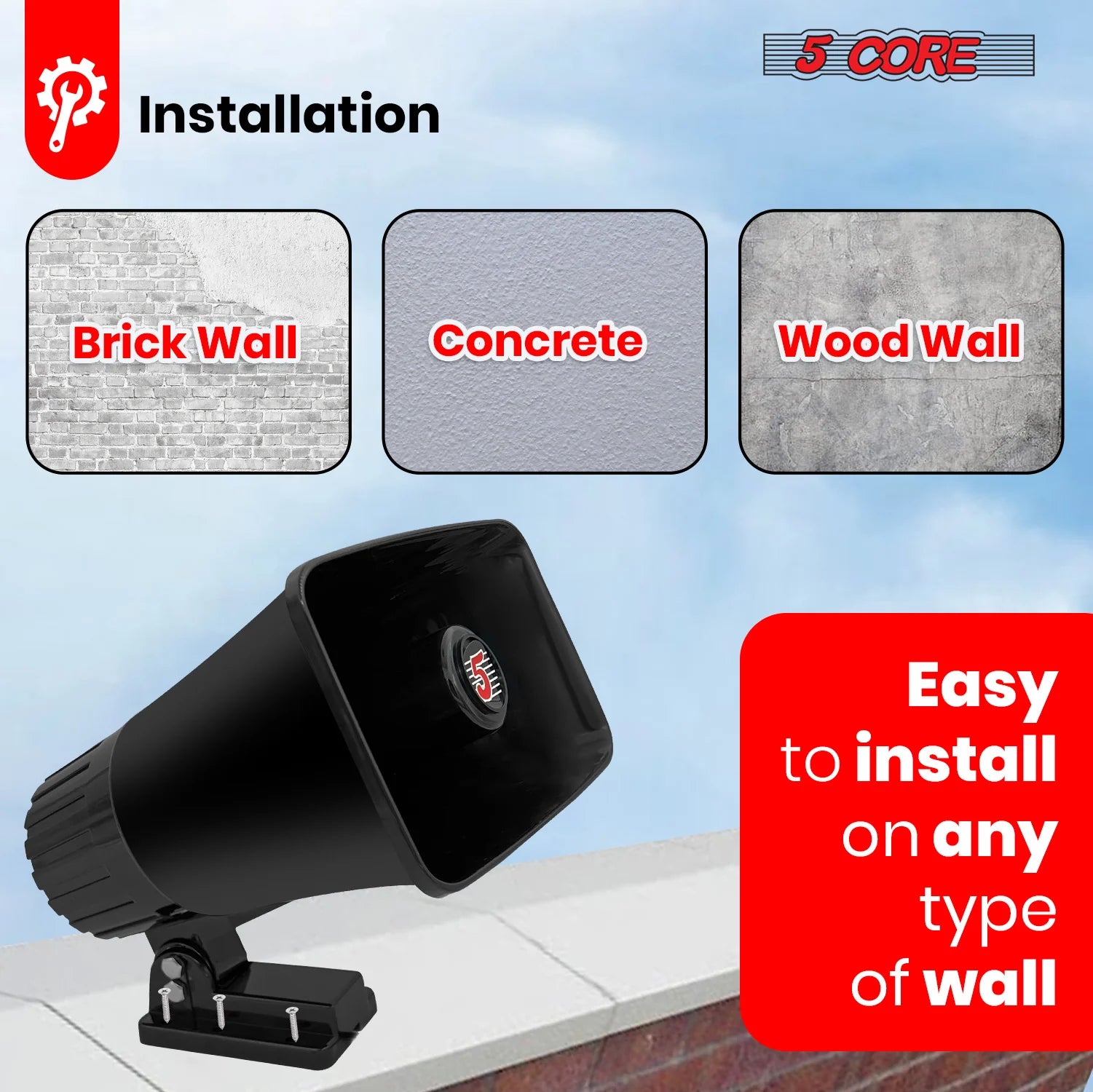 5Core Indoor Outdoor PA Horn Speaker 8 X 5 Inch Loud PA System 8 Ohm 65W Loud Siren Audio
