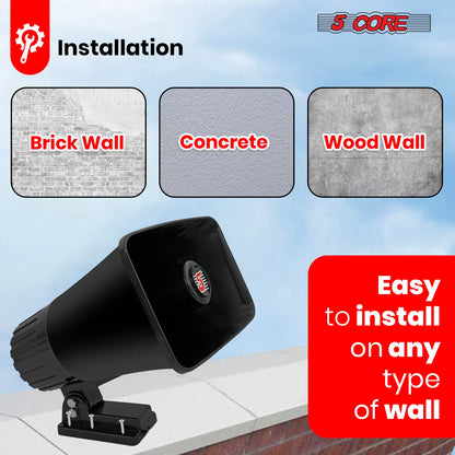 5Core Indoor Outdoor PA Horn Speaker 8 X 5 Inch Loud PA System 8 Ohm 65W Loud Siren Audio