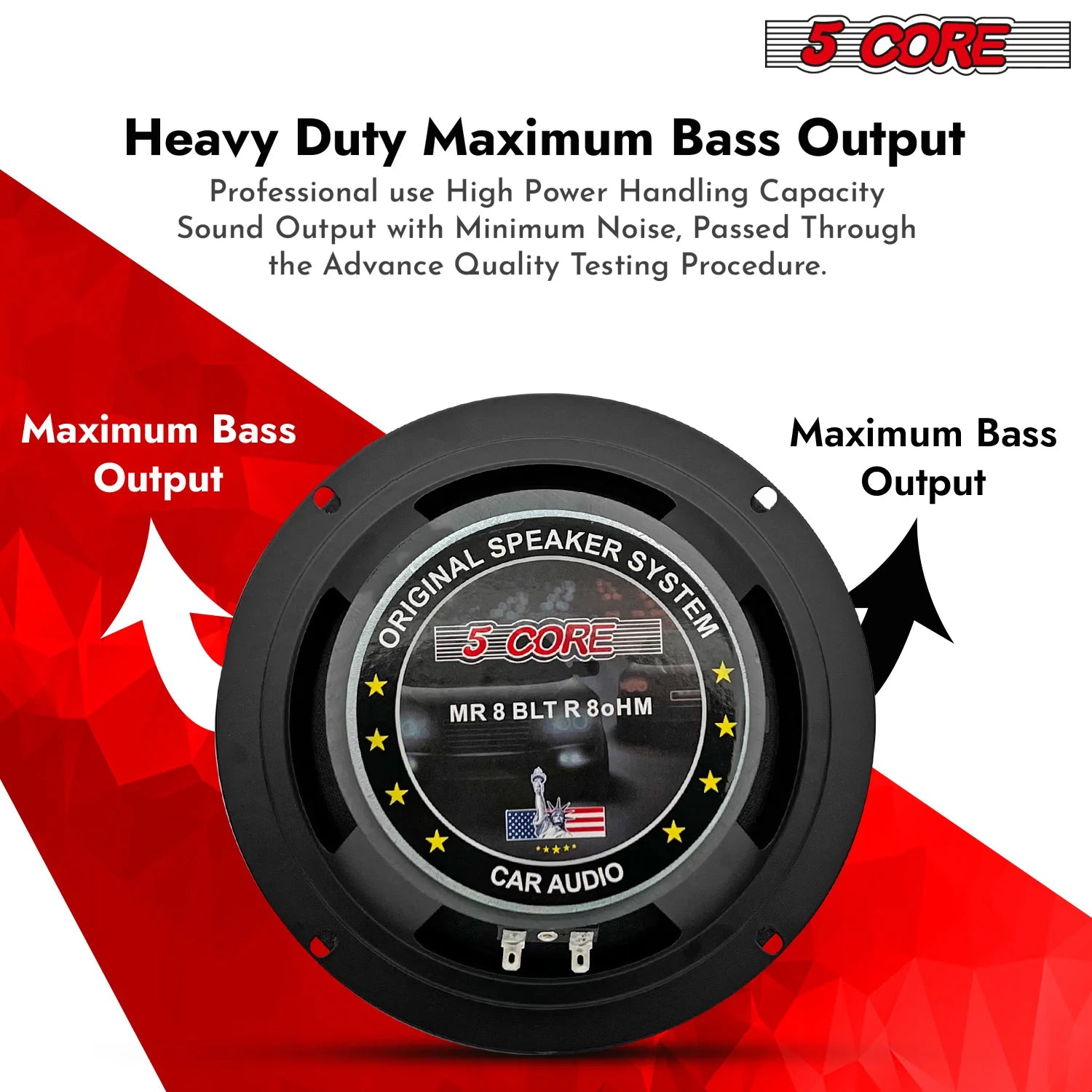 5Core 8 Inch Midrange Door Speaker 500W Subwoofer W Aluminum Bullet 8Ω Sub Woofer