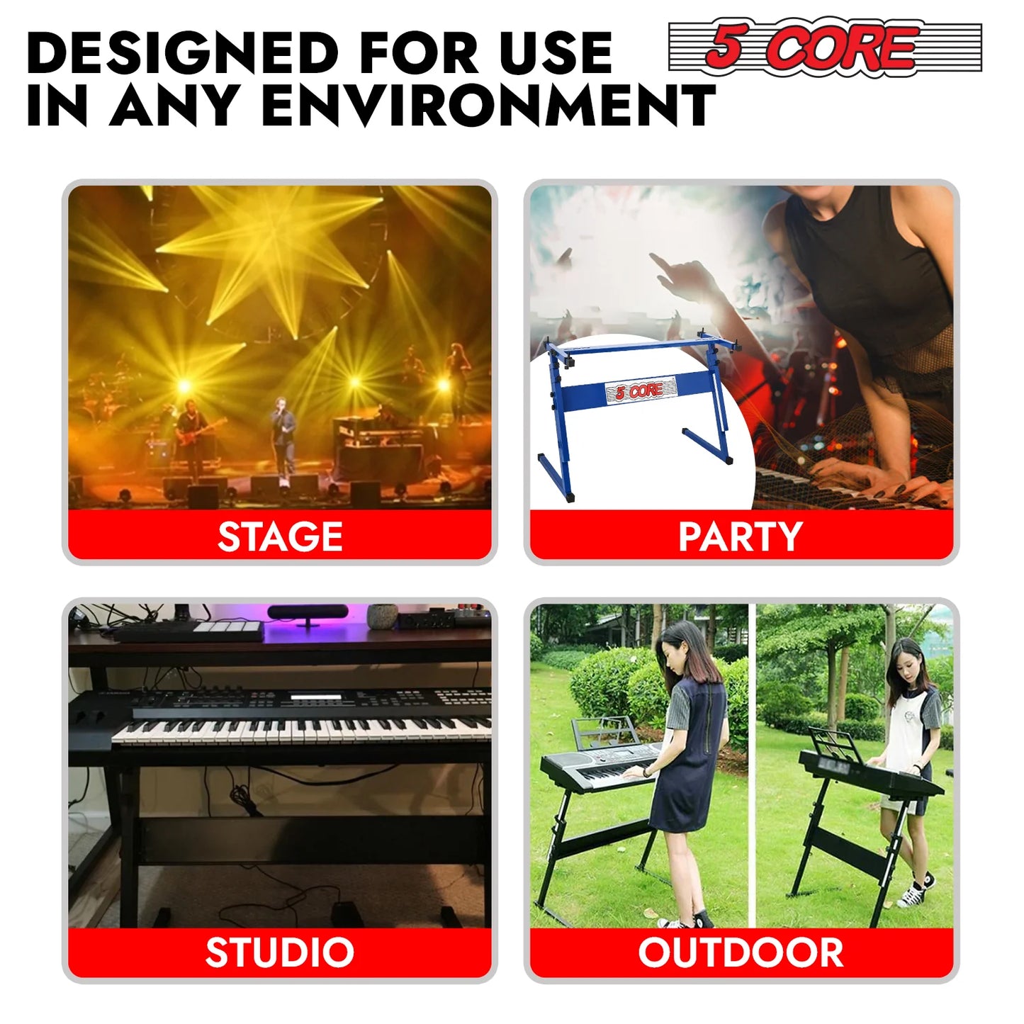 5 Core Keyboard Stand Z Style Height Adjustable Sturdy Piano Riser Lift Holder Stands