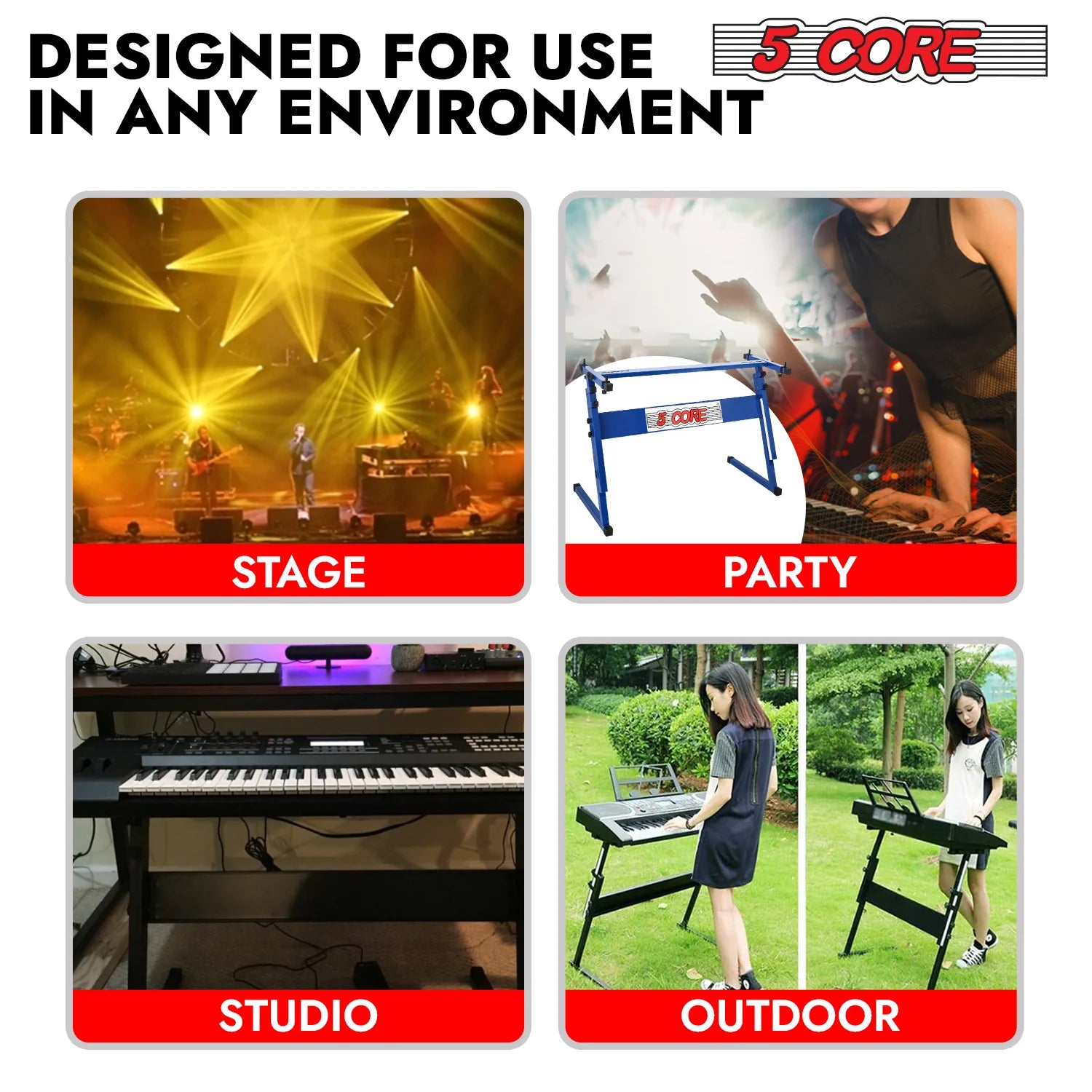 5 Core Keyboard Stand Z Style Height Adjustable Sturdy Piano Riser Lift Holder Stands