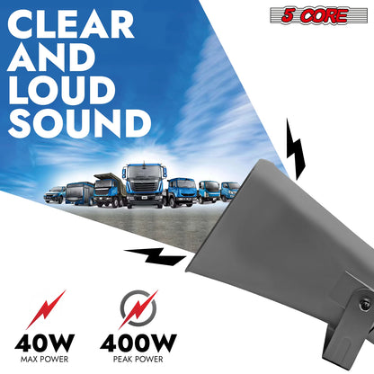 5 Core PA Horn Speaker Outdoor 8X16" Siren Loudspeaker 40W RMS Loud Megaphone Driver Horn
