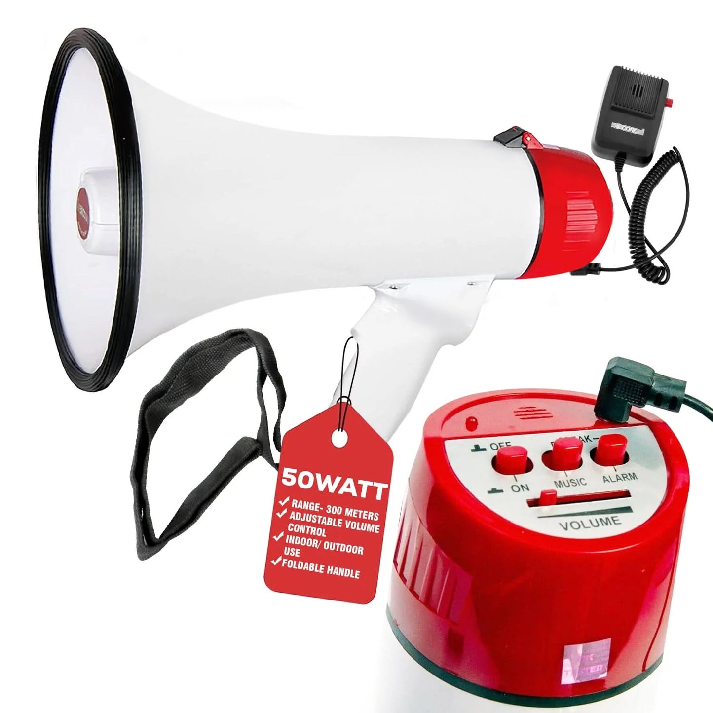 5Core Megaphone Bullhorn Speaker 50W Bull Horn Cheer Megafono 300 Meter