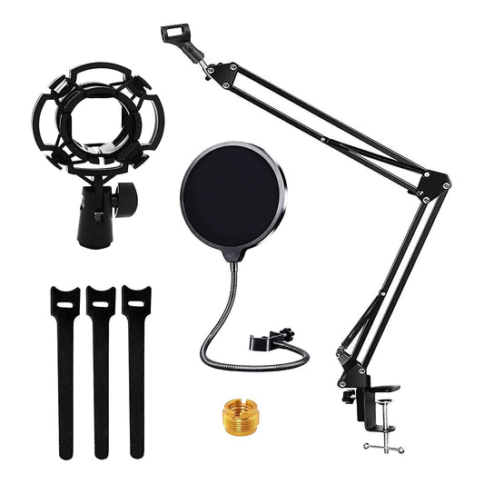 5Core Microphone Stand Suspension Desk Scissor Boom Arm 16" Shock Mount Pop Filter